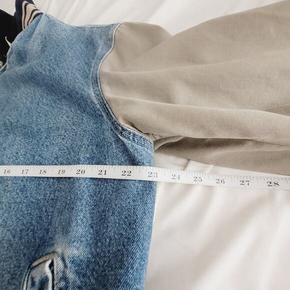 Vtg Carhartt Jacket Mens L Blue Denim Varsity Detroit Collegiate Bomber USA Made - Picture 13 of 16